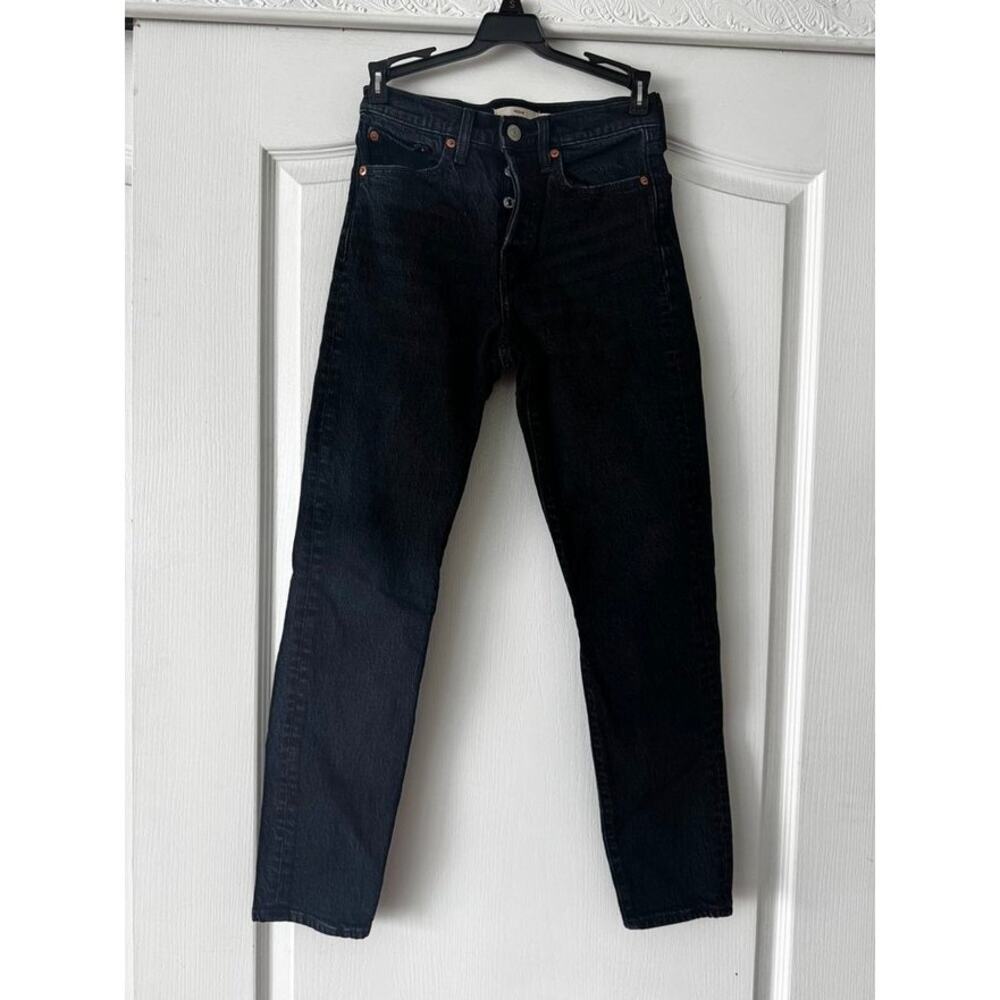 Levi's Wedgie Fit Jeans Size 24 Dark Wash High Rise Button Fly Straight Leg - Picture 3 of 11